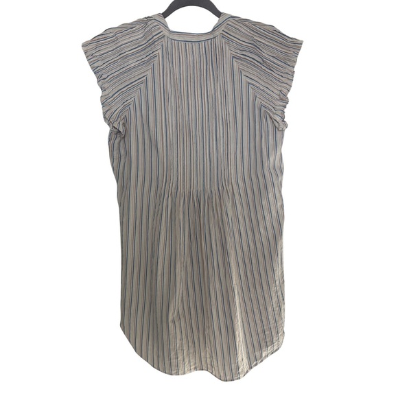 Veronica Beard Marieta Striped Lurex Pintuck Flutter-Sleeve Tunic Dress Small - Picture 5 of 10